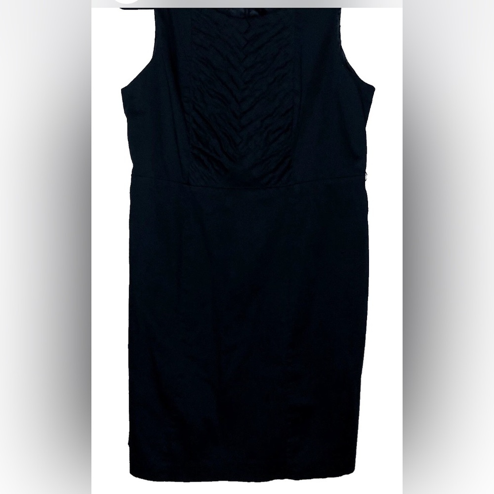 Apt. 9 Black Dress Women’s Size 16 Chevron Pleated Bodice Back Zipper and Slit